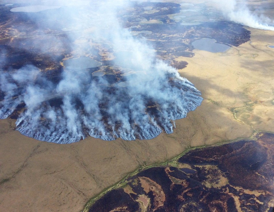 Aerial view of Alaska burning.