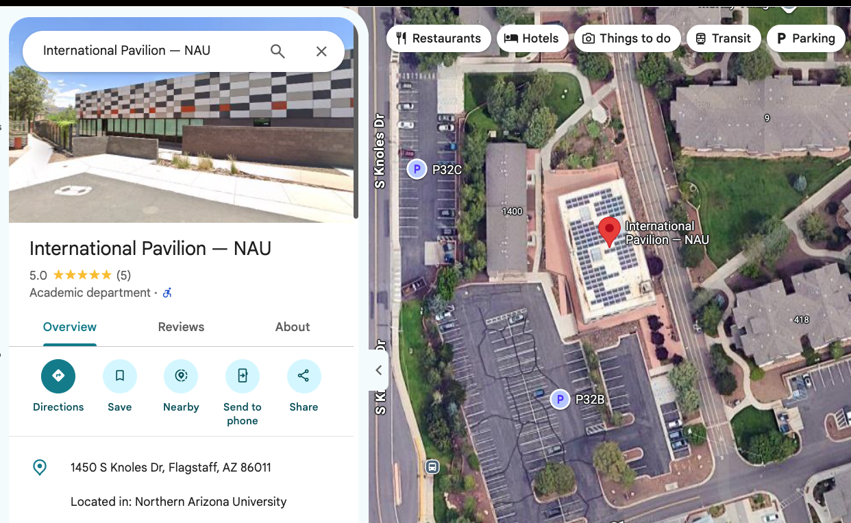 Map of the NAU International Pavilion, Flagstaff